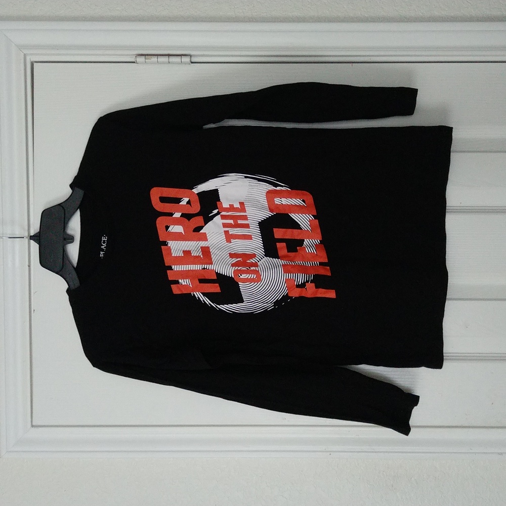 Place Black Long Sleeve Shirt with Red Hero Graphic Boys Size XL